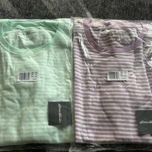 Eddie Bauer - Long-Sleeve Crew T-Shirt -Stripe /Lt Aqua or Lt Violet - XL or XXL
